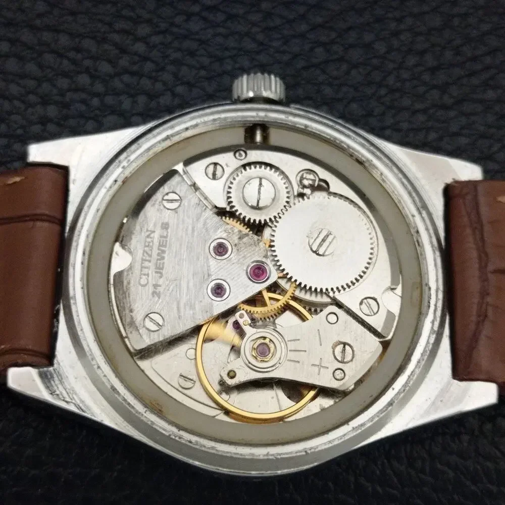 Vintage 1988 Citizen Manual Wound Mens Silver Watch & Silver Accents